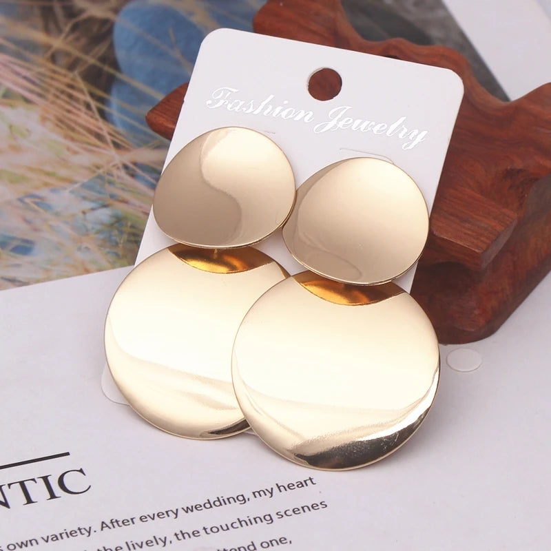 Colorful Double Round Drop Earrings for Women Men Geometric Party Jewelry
