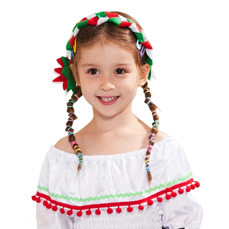 Women Mexican Off Shoulder Costume Dress for Halloween Carnival and Party