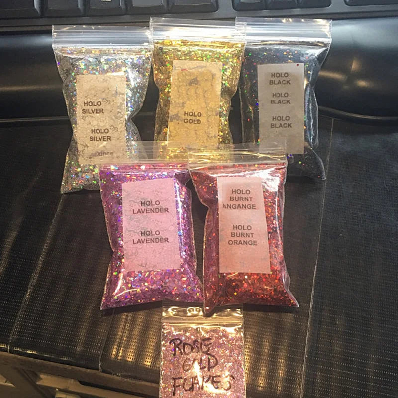 Cosmetic Grade Holographic Glitter Mix Bundle - 25 Colors, Chunky & Fine For Nails, Makeup & Crafts