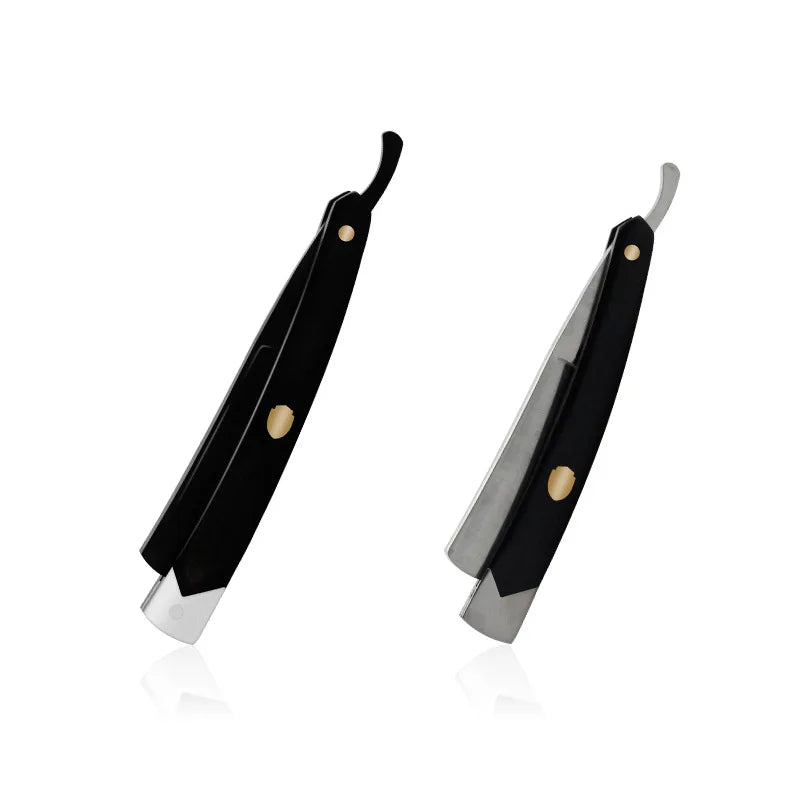 4PCS Stainless Steel Straight Razor Kit with Sandalwood Handle and Leather Bag