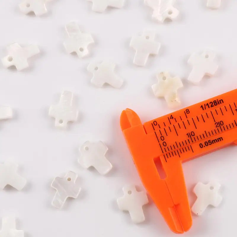 Natural Mother of Pearl Cross Beads Charms for DIY Jewelry Making - 30pcs