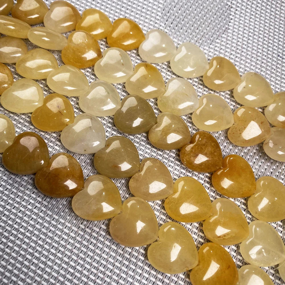 Natural Stone Heart-Shaped Beads for Jewelry Making - 16x16x8mm DIY Craft Supplies