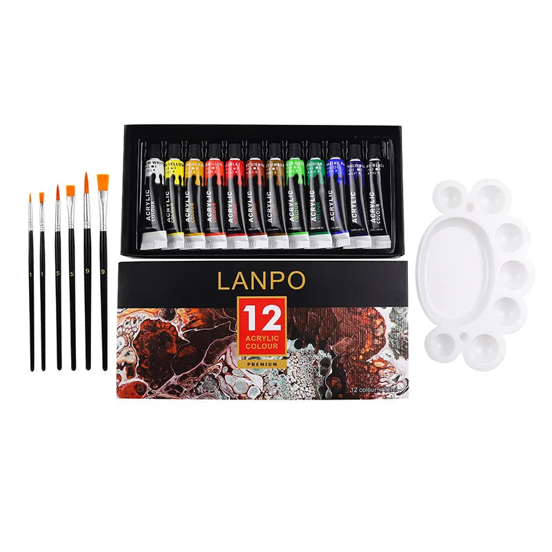 Professional Acrylic Paint Set 12 or 24 Colors - Versatile Artist Painting Supplies