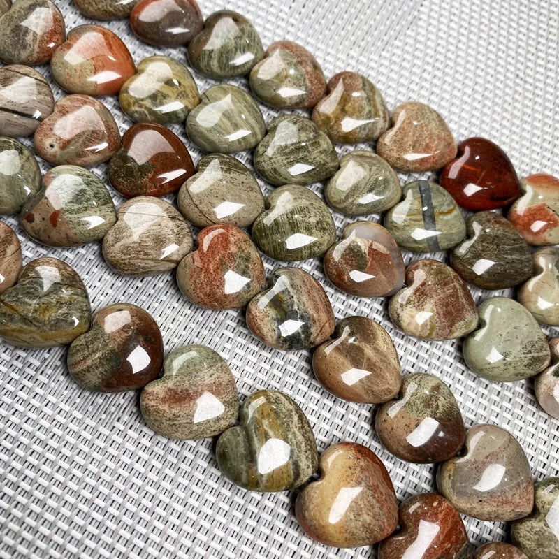 Natural Stone Heart-Shaped Beads for Jewelry Making - 16x16x8mm DIY Craft Supplies