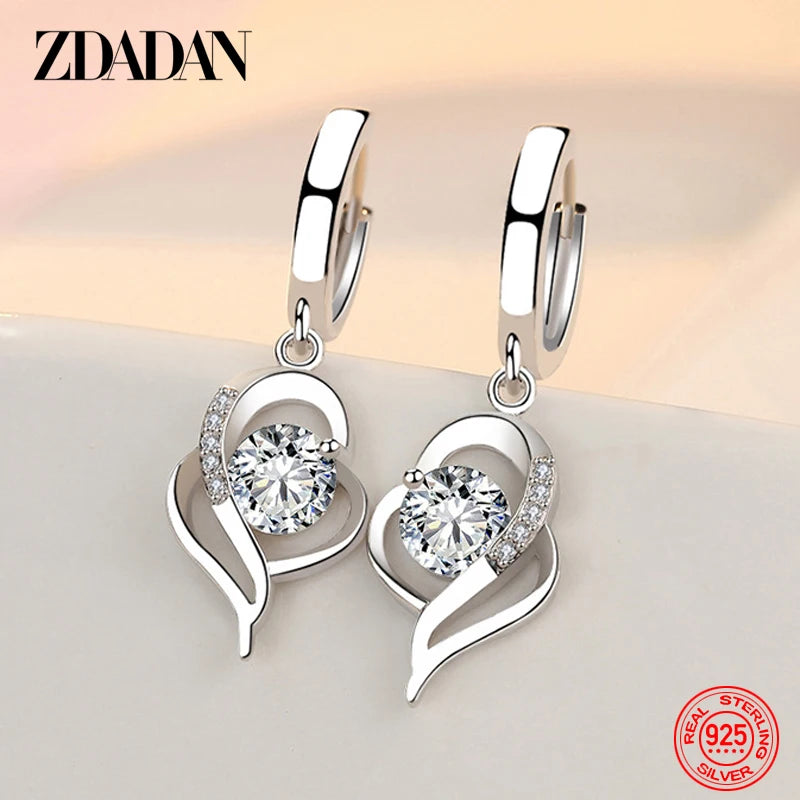 Sterling Silver Crystal Zircon Earring for Women - Fashion Jewelry