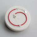 Sterling Silver Flower Couple Bracelet with Red Thread for Women Men