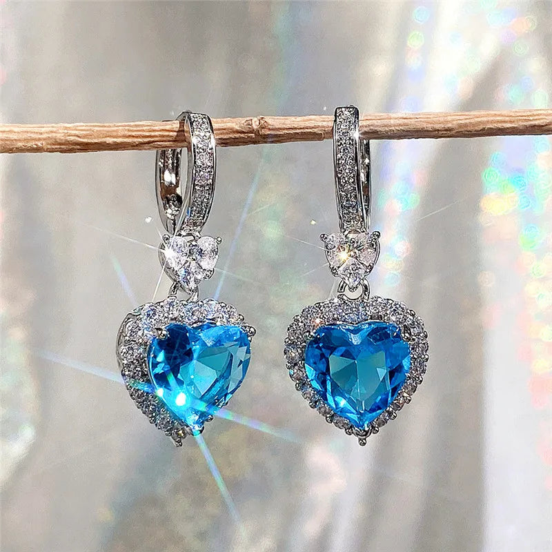 Heart-Shaped Cubic Zirconia Wedding Earrings for Women - Eternity Love Jewelry