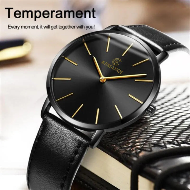 Luxury Men’s Quartz Watch - Ultra Thin Leather Strap Business Wristwatch