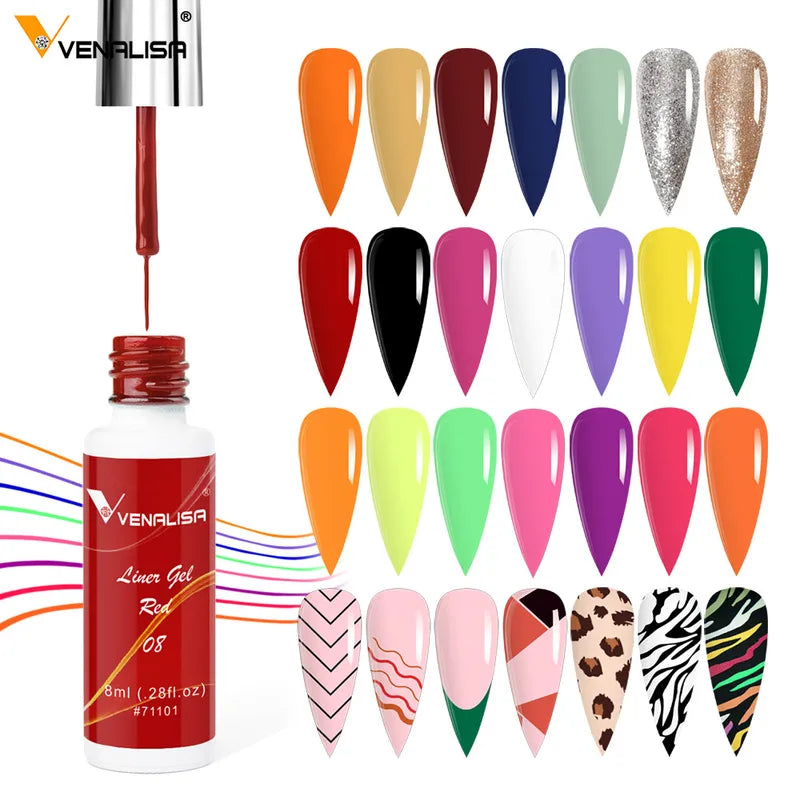 Nail Art Gel Kit with Glitter Colors - 8ml French & DIY Painting Gel for Manicure