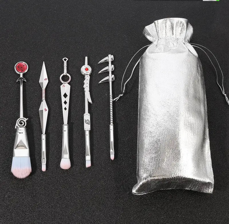 Anime Makeup Brush Set 5-Piece Collection with Carrying Bag - Japanese Inspired Design