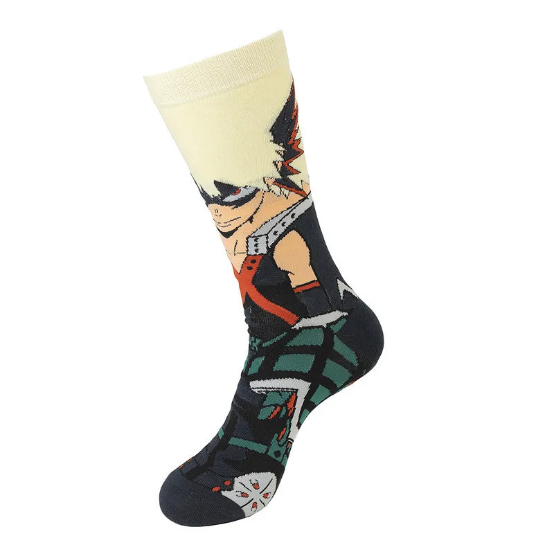 Anime My Hero Academia Crew Socks - Cosplay Character Cotton Blend, Multiple Colors