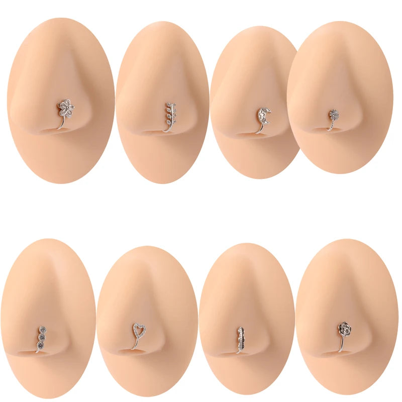 Surgical Steel Nose Ring Hoop C-Shaped Septum Fake Piercing Jewelry for Women