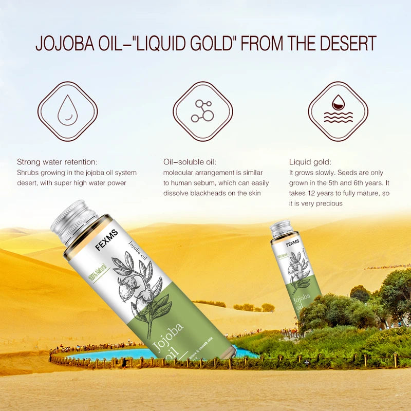 Pure Cold Pressed Jojoba Oil for Skin Hair Nails Moisturizer, 100% Natural & Unrefined