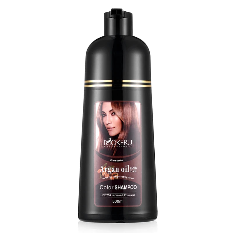 Natural Long Lasting Black Hair Dye Shampoo with Argan Oil - Fast & Easy