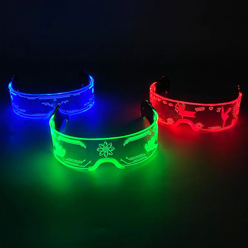Luminous LED Glasses Neon Light Decoration for Nightclub DJ Dance Rave Costume