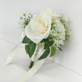 Artificial Silk Flower Bouquet with Roses and Babysbreath for Wedding and Home Decor