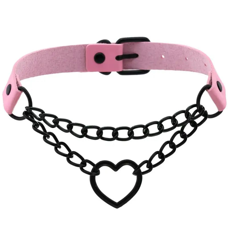Black Choker Necklace for Women Gothic Heart Chain Collar Punk Kawaii Halloween Jewelry