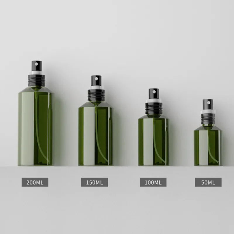 Portable Refillable Spray Bottle 50ML 100ML 150ML 200ML Green Plastic Cosmetic Container