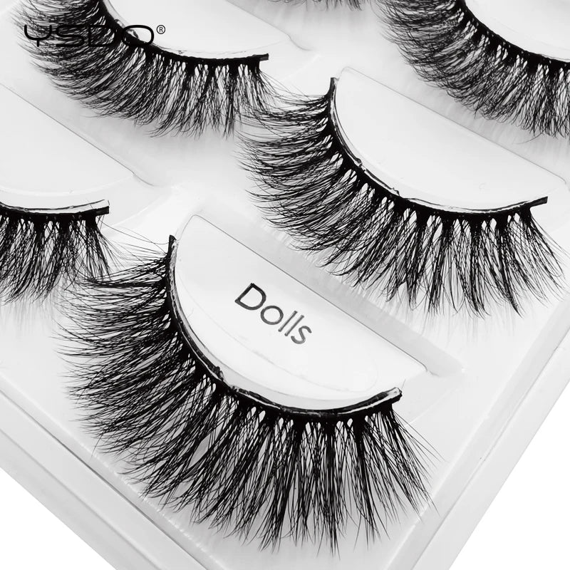 Dramatic & Natural Mink Strip False Eyelashes 5 Pairs, Reusable Makeup Lashes