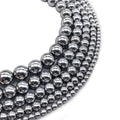 Natural Silver Plated Hematite Beads Round Loose Jewelry Making Stones 2-12mm