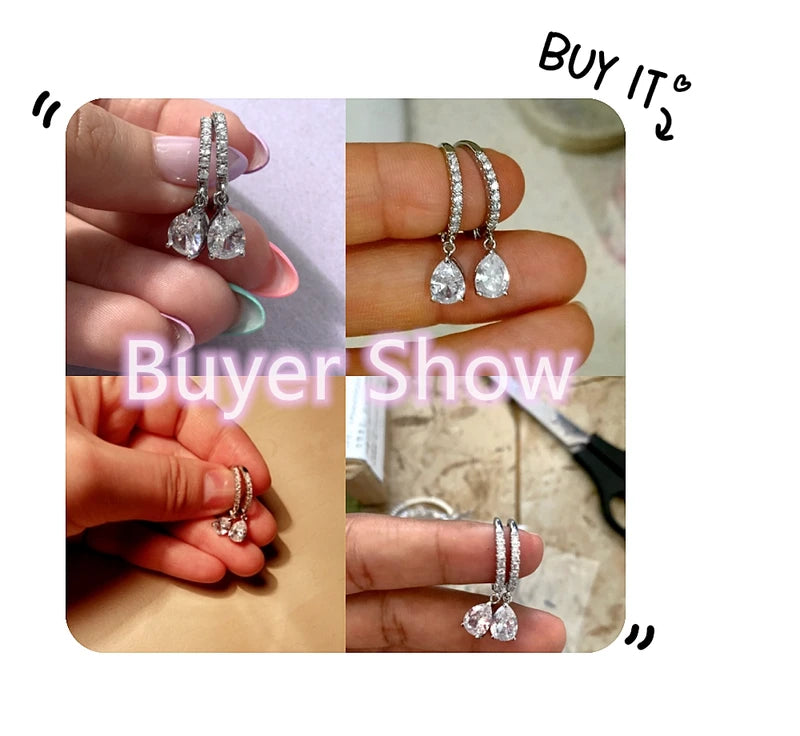 Delicate Pear CZ Drop Earrings for Women - Fashion Jewelry Gift