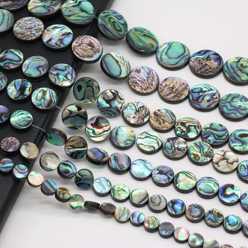 Natural Shell Beads Coin Jewelry Making Supplies 8mm 12mm 14mm - 5pcs Set