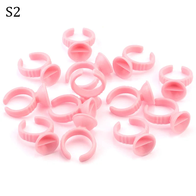 Disposable Plastic Glue Rings for Permanent Makeup and Lash Extensions - 100pcs