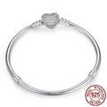 Handmade Sterling Silver Charm Bracelet for Women & Men - Adjustable Heart Shape Bangle
