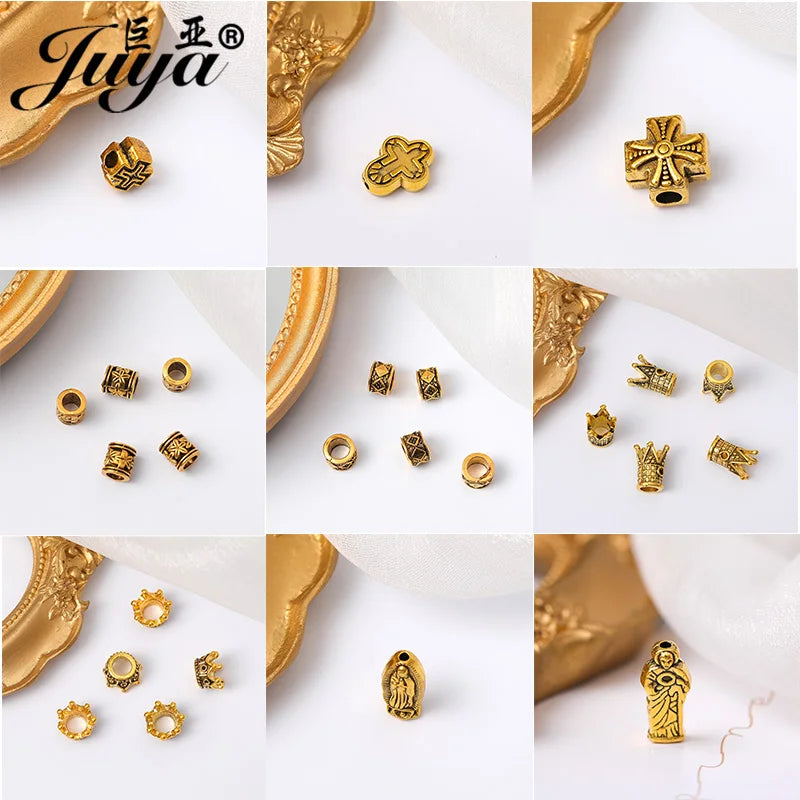 30PCS Metal Alloy Cross Beads for DIY Jewelry Making Spacer Beads