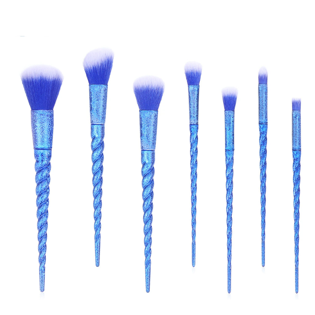 Glitter Frosted Unicorn Makeup Brush Set - 10 Pc Face & Eye Brushes