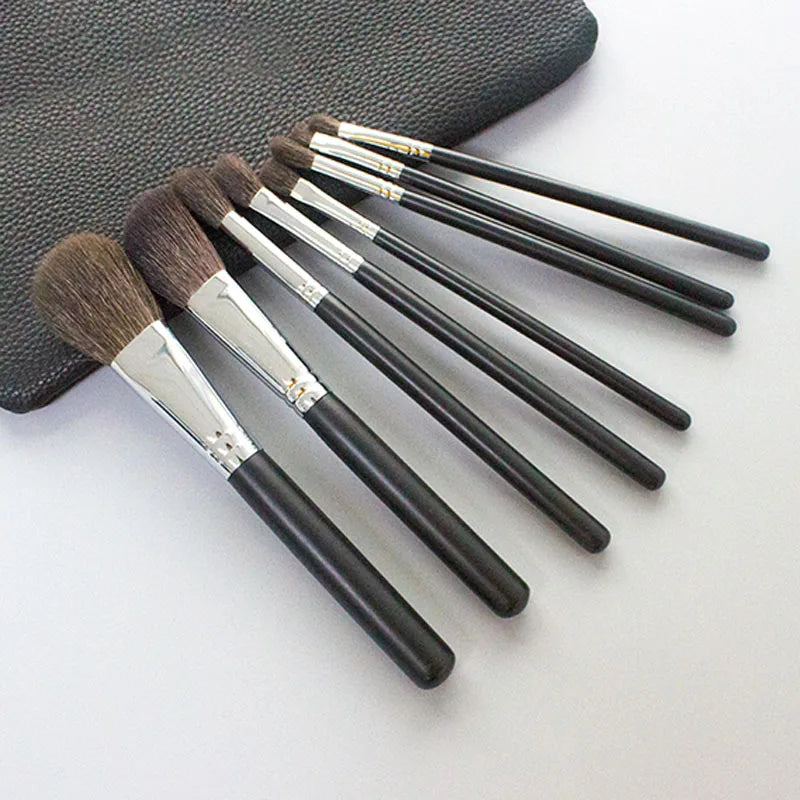 Professional Makeup Brush Set with Soft Blue Squirrel & Goat Hair Face Contour Eye Brushes