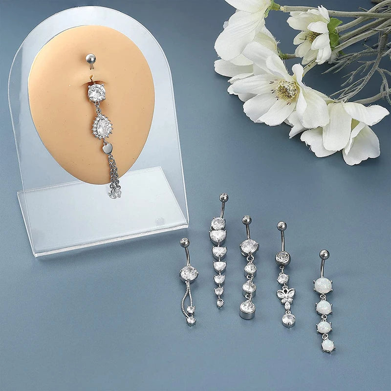 Bohemia Long Dangle Belly Button Ring Surgical Steel Crystal Navel Jewelry