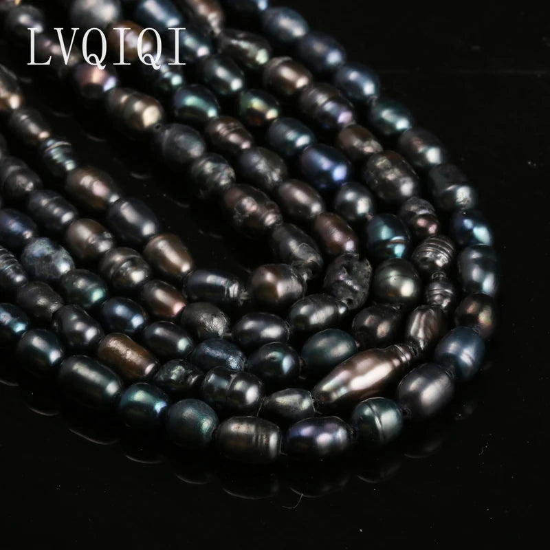 Natural Freshwater Pearl Beads for Jewelry Making - 5-6mm White Rice Beads, 13 Inch Length