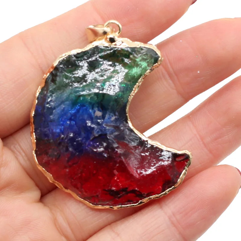 Natural Rainbow Quartz Crystal Pendant for Jewelry Making - Irregular Chakra Stone Charm