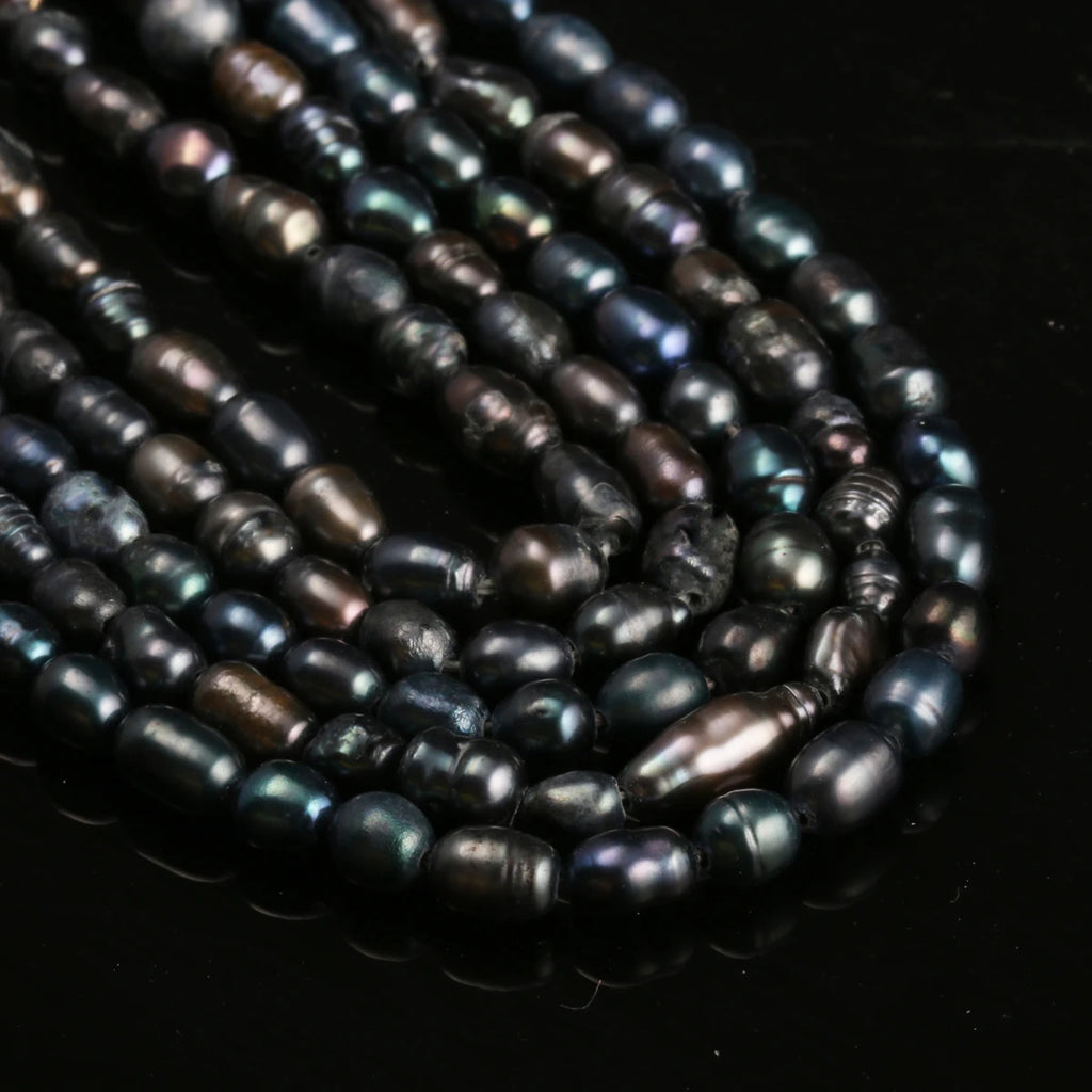 Natural Freshwater Pearl Beads for Jewelry Making - 5-6mm White Rice Beads, 13 Inch Length