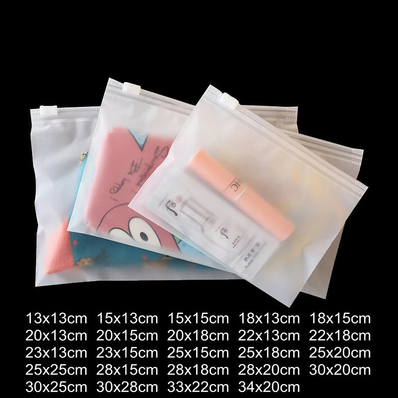 10-Pack Frosted Zipper Storage Bags for Underwear Socks Cosmetic & Clothing Organization