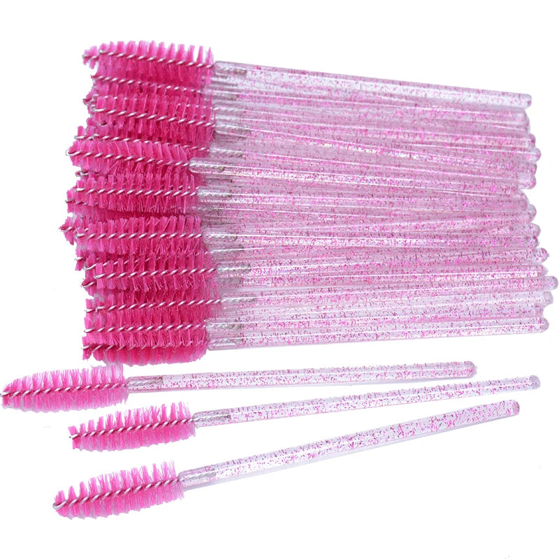 Disposable Micro Glitter Eyelash Mascara Wands Set - 50 Pcs Makeup Tools