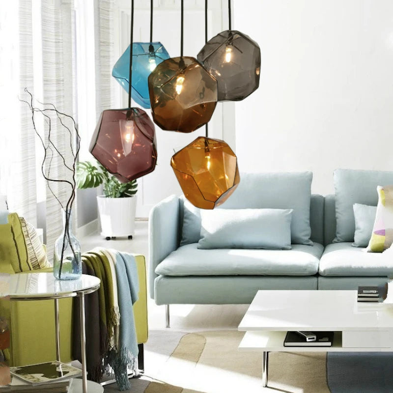 Modern Nordic Pendant Lamp with Stained Glass - LED Indoor Lighting Fixture