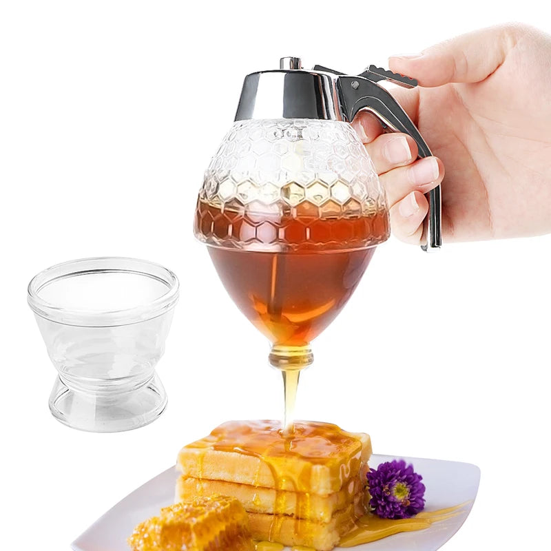 Honey Dispenser Bottle with Acrylic Squeeze Container - Kitchen Storage