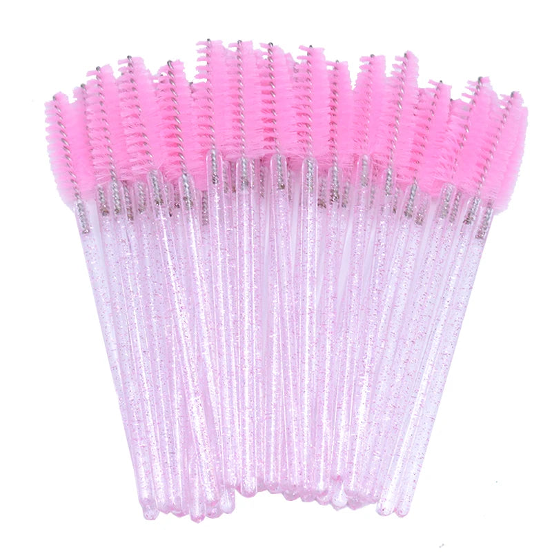 Disposable Micro Glitter Eyelash Mascara Wands Set - 50 Pcs Makeup Tools