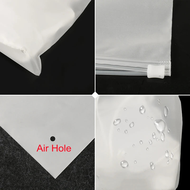 10-Pack Frosted Zipper Storage Bags for Underwear Socks Cosmetic & Clothing Organization