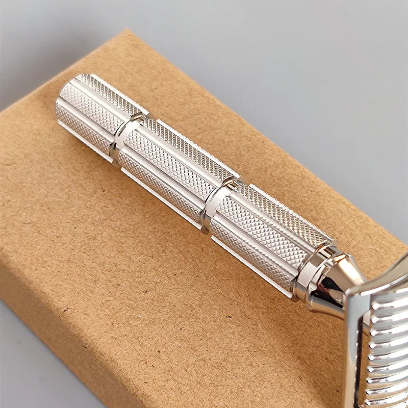 316L Stainless Steel Safety Razor Handle with Gold or Orange Finish – Durable Grooming Accessory