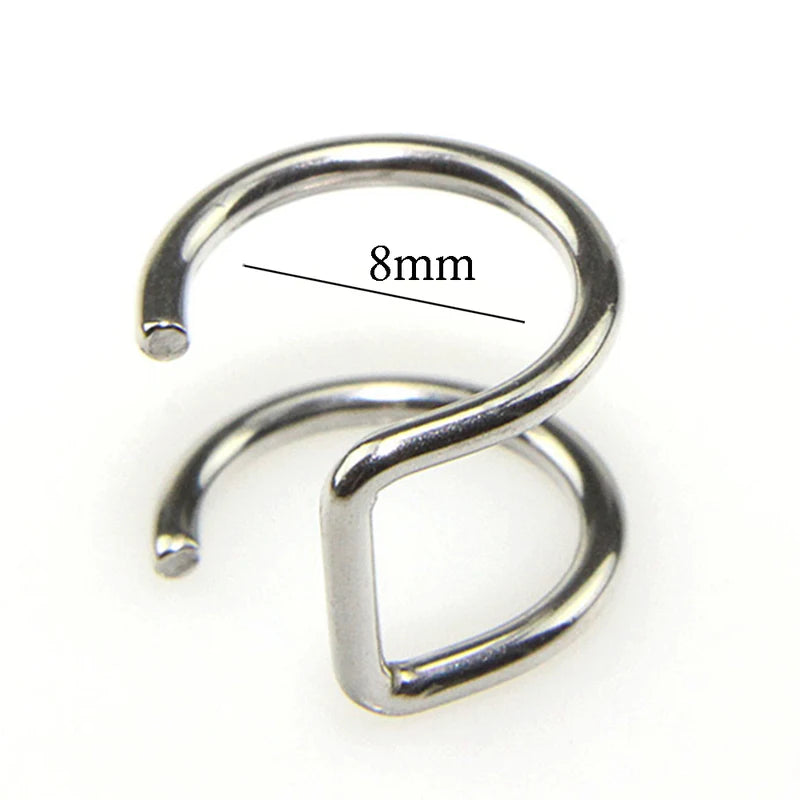 2PCS Punk Fake Piercings Stainless Steel Clip-On Earrings Non-Piercing Lip & Mouth Rings Body Jewelry for Women
