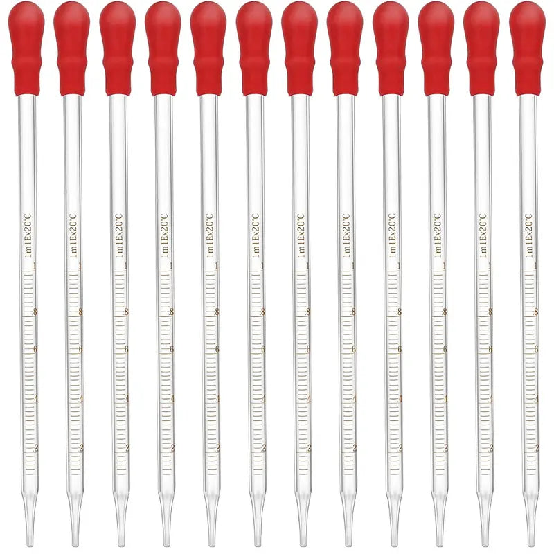 Graduated Glass Dropper Pipette Set for Laboratory Liquid Transfer - 0.5ml to 3ml