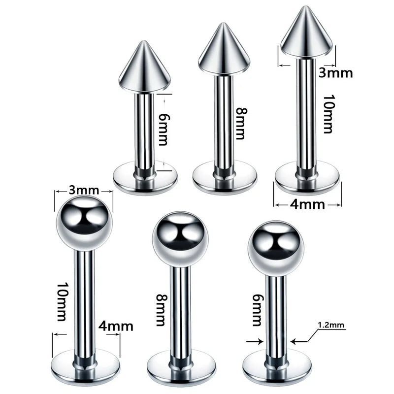 5Pcs Labret & Lip Ring Set - Surgical Steel Ear Cartilage Helix Tragus Jewelry