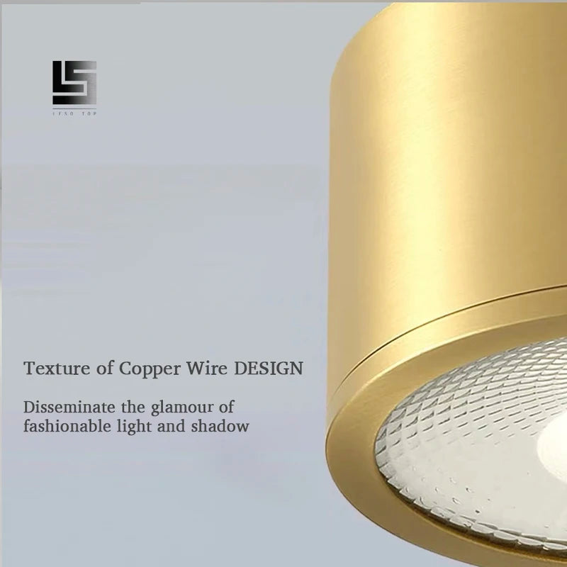 Copper Surface Mounted 7W LED Ceiling Downlight for Living Room & Bedroom