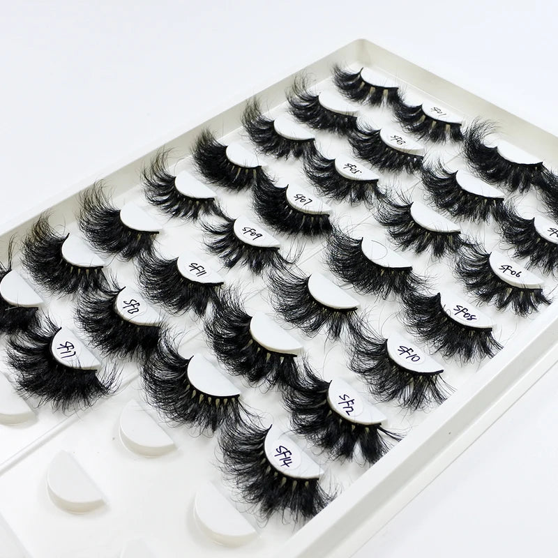 Wholesale 25mm Mink False Eyelashes Long Wispy Fluffy Lashes Assorted Styles