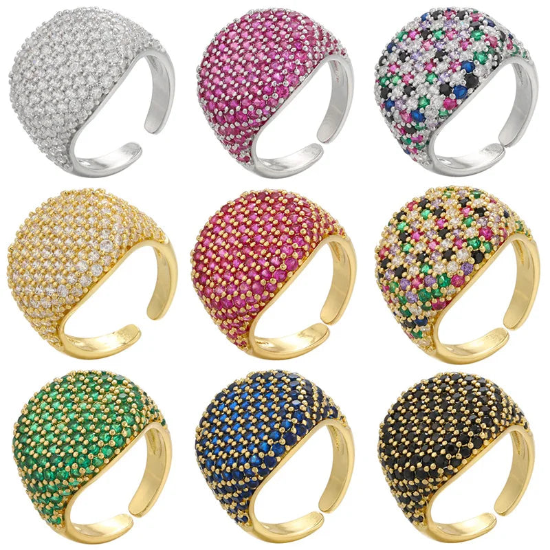 Fashion Crystal Ring for Women - Gold & Silver Open-Style Jewelry
