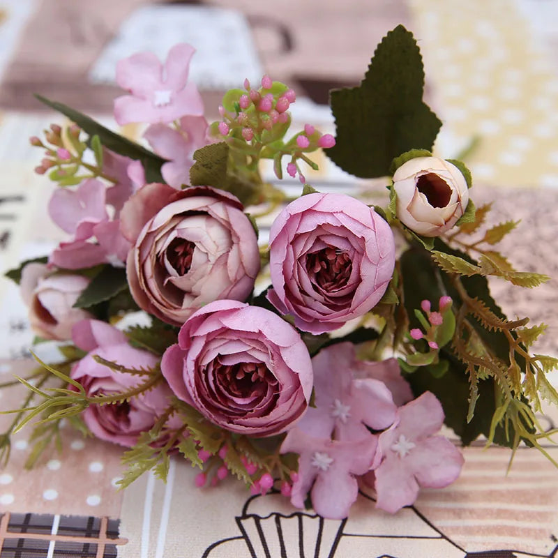 Artificial Silk Flower Decor Set with Gerbera Daisy and Rose for Wedding & Home