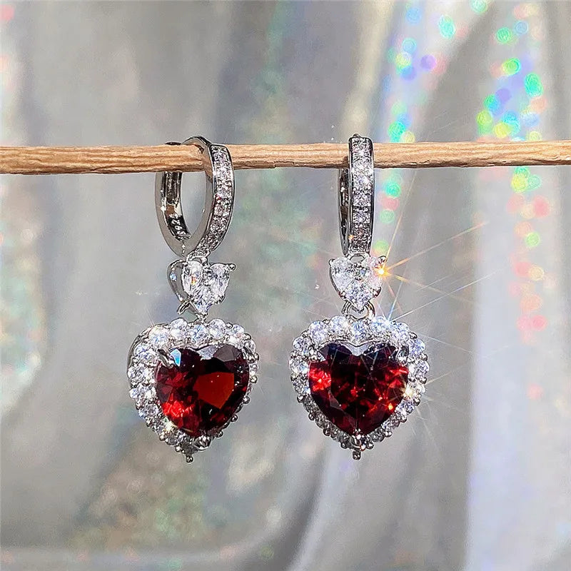 Heart-Shaped Cubic Zirconia Wedding Earrings for Women - Eternity Love Jewelry
